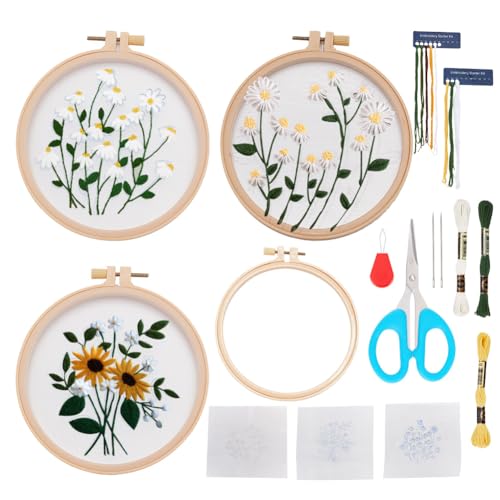 ORIGACH 3 Pack Gänseblümchen Organza Stickerei Kits für Anfänger, DIY Blume Transparent Stickerei Kit mit Organza Stoff, Stickerei Hoop, Fäden und Werkzeuge, Anleitungen für Erwachsene Frauen Crafting ORIGACH 3 Pack Gänseblümchen Organza Stickerei Kits für Anfänger, DIY Blume Transparent Stickerei Kit mit Organza Stoff, Stickerei Hoop, Fäden und Werkzeuge, Anleitungen für Erwachsene Frauen Crafting von ORIGACH