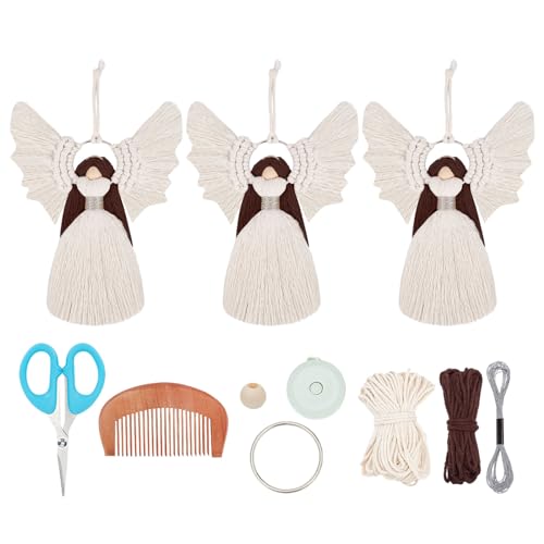 ORIGACH 3 Set DIY Makramee Engel Kits für Anfänger, Weihnachtsschmuck, Boho Wand Hängende Dekoration, Handgemachte Gewebte Dekoration für Haus Wohnzimmer Xmas Party ORIGACH 3 Set DIY Makramee Engel Kits für Anfänger, Weihnachtsschmuck, Boho Wand Hängende Dekoration, Handgemachte Gewebte Dekoration für Haus Wohnzimmer Xmas Party von ORIGACH