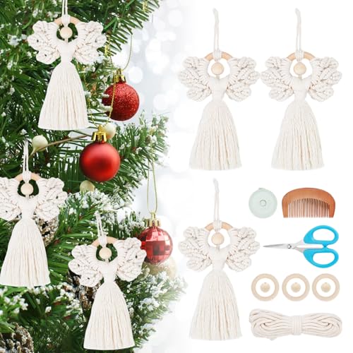 ORIGACH 3 Set DIY Makramee Engel Kits für Anfänger Erwachsene, Ornament, Boho Wand Hängende Dekoration, Handgefertigte Fee Dekoration für Haus, Schlafzimmer, Wohnzimmer von ORIGACH