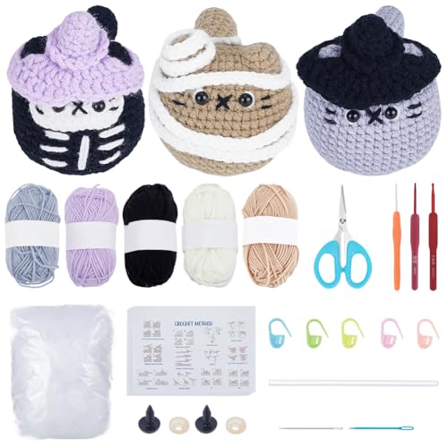 ORIGACH 3 Set Halloween Mumien Und Katzen Häkelset Für Anfänger DIY Halloween Amigurumi Set Mit Video Tutorial Garn Werkzeuge Komplettes Häkel Starterpaket DIY Gruseliges Geschenk ORIGACH 3 Set Halloween Mumien Und Katzen Häkelset Für Anfänger DIY Halloween Amigurumi Set Mit Video Tutorial Garn Werkzeuge Komplettes Häkel Starterpaket DIY Gruseliges Geschenk von ORIGACH