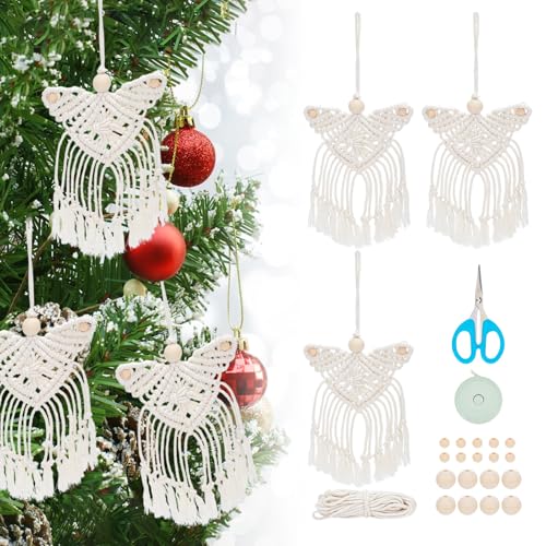 ORIGACH 3 Set Makramee Engel Kits für Anfänger, Engel Weihnachten hängende Ornament, Boho Makrame Wand hängende Dekoration, handgemachte gewebte Dekoration für Haus Wohnzimmer Geburtstag ORIGACH 3 Set Makramee Engel Kits für Anfänger, Engel Weihnachten hängende Ornament, Boho Makrame Wand hängende Dekoration, handgemachte gewebte Dekoration für Haus Wohnzimmer Geburtstag von ORIGACH