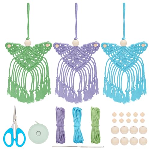 ORIGACH 3 Set Makramee Engel Kits für Anfänger, Engel gewebt hängende Ornament, Boho Makrame Wand hängende Dekoration, handgemachte gewebt Dekor für Haus Wohnzimmer Geburtstag Hochzeit Party ORIGACH 3 Set Makramee Engel Kits für Anfänger, Engel gewebt hängende Ornament, Boho Makrame Wand hängende Dekoration, handgemachte gewebt Dekor für Haus Wohnzimmer Geburtstag Hochzeit Party von ORIGACH