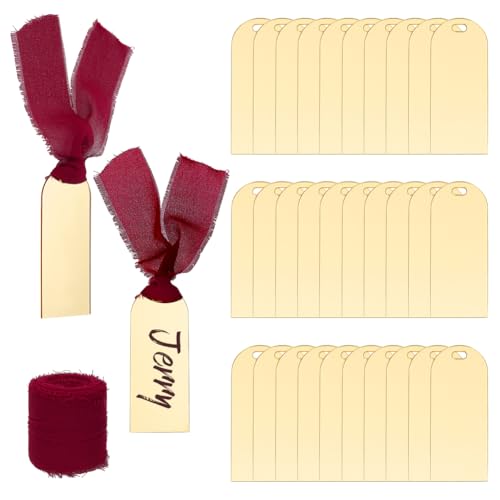 ORIGACH 30 Stück Spiegelgold Acryl-Tischkarten 10 x 4 cm, DIY Blanko-Platzkarten Mit Bändern Für Hochzeit Geburtstag Party Jahrestag Veranstaltungen Tischdekoration ORIGACH 30 Stück Spiegelgold Acryl-Tischkarten 10 x 4 cm, DIY Blanko-Platzkarten Mit Bändern Für Hochzeit Geburtstag Party Jahrestag Veranstaltungen Tischdekoration von ORIGACH