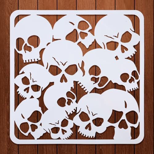 ORIGACH 30x30 cm Groß Totenkopf-Muster Schablonen Zum Malen Auf Holzwänden WiederverwendbareHalloween-Totenkopf Malschablonen Für Stoff Leinwand Fenster Möbel Heimdekoration ORIGACH 30x30 cm Groß Totenkopf-Muster Schablonen Zum Malen Auf Holzwänden WiederverwendbareHalloween-Totenkopf Malschablonen Für Stoff Leinwand Fenster Möbel Heimdekoration von ORIGACH