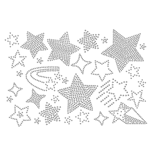 ORIGACH 31 Stück Stern Kristall Strass Patches zum Aufbügeln, Bling-Aufkleber, Selbstklebende Applikationen, Glitzer Patches für Kleidung, Jeans, Taschen, Reparatur, Dekoration, Basteln von ORIGACH