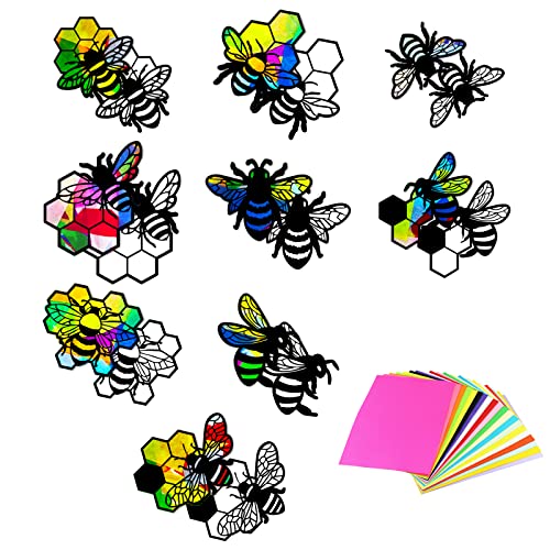 ORIGACH 36-teiliges Bienen-Sonnenfänger-Set, 9 Arten Bienenstock-Seidenpapier, Buntglas-Set mit farbigem Seidenpapier für Fenster, Klassenzimmer, Kunsthandwerk ORIGACH 36-teiliges Bienen-Sonnenfänger-Set, 9 Arten Bienenstock-Seidenpapier, Buntglas-Set mit farbigem Seidenpapier für Fenster, Klassenzimmer, Kunsthandwerk von ORIGACH