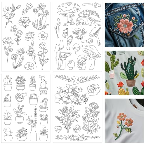 ORIGACH 4 Blatt 47 Stück groß Stickvorlagen Wasserlöslich Blumen Stickvorlagen Wasserlöslich für DIY Projekte Selbstklebend Stickaufkleber Stickvorlagen Kreuzstich Sticken Für Anfänger ORIGACH 4 Blatt 47 Stück groß Stickvorlagen Wasserlöslich Blumen Stickvorlagen Wasserlöslich für DIY Projekte Selbstklebend Stickaufkleber Stickvorlagen Kreuzstich Sticken Für Anfänger von ORIGACH