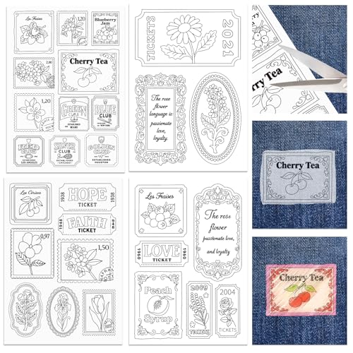 ORIGACH 4 Bögen wasserlösliche Stickmuster-Stabilisatoren – vorgedruckte Vintage-Tag- und Ticket-Designs – Stickpapier für Handnähliebhaber ORIGACH 4 Bögen wasserlösliche Stickmuster-Stabilisatoren – vorgedruckte Vintage-Tag- und Ticket-Designs – Stickpapier für Handnähliebhaber von ORIGACH
