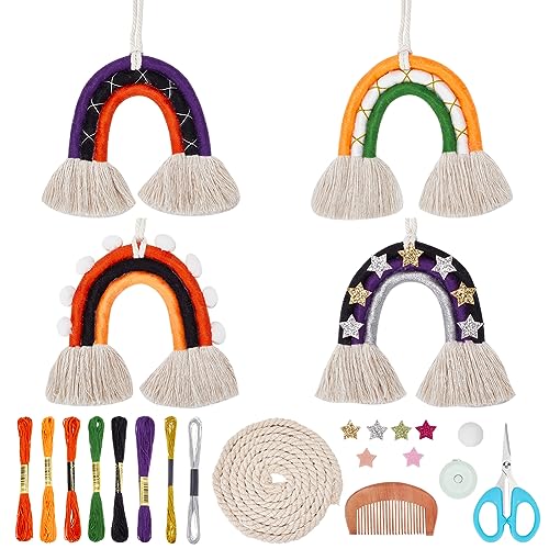 ORIGACH 4 Set Makramee Halloween Regenbogen Ornamente Kits für Anfänger DIY Halloween Hängende Dekorationen Regenbogen Wanddekoration für Haus Party enthalten Bastelzubehör und Anweisungen ORIGACH 4 Set Makramee Halloween Regenbogen Ornamente Kits für Anfänger DIY Halloween Hängende Dekorationen Regenbogen Wanddekoration für Haus Party enthalten Bastelzubehör und Anweisungen von ORIGACH