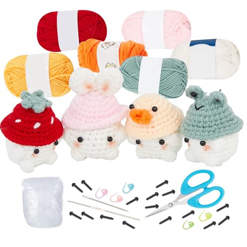 ORIGACH 4 Set Pilz Häkelset für Anfänger Pilz mit Mütze Häkelset für Anfänger, komplettes Häkelset mit Garn, Augen, Füllung, Häkelnadeln, Marker und Anleitung ORIGACH 4 Set Pilz Häkelset für Anfänger Pilz mit Mütze Häkelset für Anfänger, komplettes Häkelset mit Garn, Augen, Füllung, Häkelnadeln, Marker und Anleitung von ORIGACH