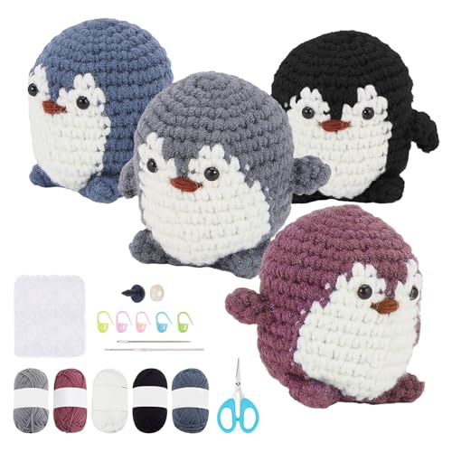 ORIGACH 4 Set Pinguin Häkelset für Anfänger Pinguin Häkelset für Anfänger, komplettes Häkelset für 4 Pinguine, inklusive Garn, Augen, Füllung, Häkelnadeln, Marker und Anleitung ORIGACH 4 Set Pinguin Häkelset für Anfänger Pinguin Häkelset für Anfänger, komplettes Häkelset für 4 Pinguine, inklusive Garn, Augen, Füllung, Häkelnadeln, Marker und Anleitung von ORIGACH