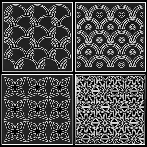 ORIGACH 4 Stück Acryl Sashiko Schablone, Sew Easy Meereswellen Sashiko-Vorlage, Quilt- und Patchwork-Lineal zum Aufnähen, 3 mm Dick ORIGACH 4 Stück Acryl Sashiko Schablone, Sew Easy Meereswellen Sashiko-Vorlage, Quilt- und Patchwork-Lineal zum Aufnähen, 3 mm Dick von ORIGACH