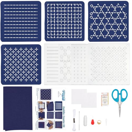 ORIGACH 4 Stück Sashiko Untersetzer Set Für Anfänger, DIY Sashiko Set Japanisches Traditionelles Stickerei-Näh Mit Sashiko Schablone Nadel Garn Anleitung für Erwachsene ORIGACH 4 Stück Sashiko Untersetzer Set Für Anfänger, DIY Sashiko Set Japanisches Traditionelles Stickerei-Näh Mit Sashiko Schablone Nadel Garn Anleitung für Erwachsene von ORIGACH