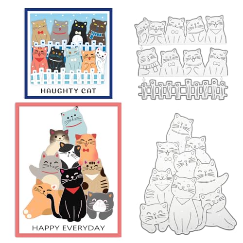 ORIGACH 4 Stück Stanzschablonen Katze Metall-Stanzformen für Karten Basteln Scrapbooking Fotoalbum Handgefertigtes Geschenk von ORIGACH