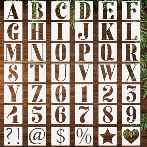 ORIGACH 42 Stück Buchstaben Schablonen Zum Malen Auf Holzwänden Wiederverwendbare Zahlen Malschablonen Für Stoff Leinwand Fenster Möbel Heimdekoration von ORIGACH