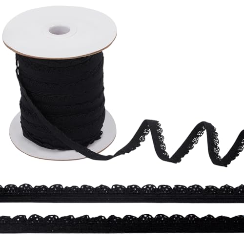 ORIGACH 50 m Schwarzer Spitzenband Elastische Stretch Spitzenbesatz Dekoband Zierband Spitzenborte für Nähen Handwerk Hochzeit Deko Geschenkbox ORIGACH 50 m Schwarzer Spitzenband Elastische Stretch Spitzenbesatz Dekoband Zierband Spitzenborte für Nähen Handwerk Hochzeit Deko Geschenkbox von ORIGACH