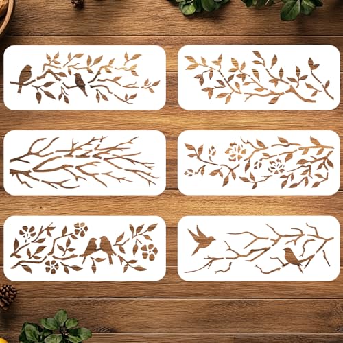 ORIGACH 6 Pcs 11.8 x 4.72 Fuß Vogel auf einem Ast Schablonen Zum Malen Auf Holzwänden Wiederverwendbare Zweig Silhouette Malschablonen Für Stoff Leinwand Fenster Möbel Heimdekoration ORIGACH 6 Pcs 11.8 x 4.72 Fuß Vogel auf einem Ast Schablonen Zum Malen Auf Holzwänden Wiederverwendbare Zweig Silhouette Malschablonen Für Stoff Leinwand Fenster Möbel Heimdekoration von ORIGACH