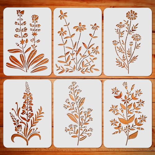 ORIGACH 6 STÜCK Wildblumen Schablonen zum Malen - 21 x 29.7 CM große Blumen Schablonen - Blumenstrauß Malschablonen für Holz, Wand, Leinwand - Wiederverwendbare Vorlage für Wohnkultur ORIGACH 6 STÜCK Wildblumen Schablonen zum Malen - 21 x 29.7 CM große Blumen Schablonen - Blumenstrauß Malschablonen für Holz, Wand, Leinwand - Wiederverwendbare Vorlage für Wohnkultur von ORIGACH