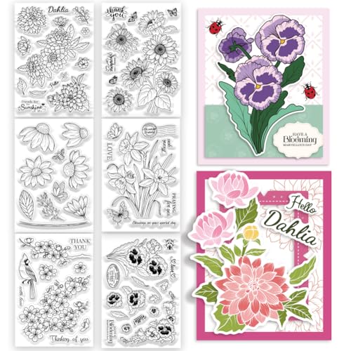 ORIGACH 6 Set Blumen Silikonstempel Karten Gummistempel Transparente Stempel Für Papierkarten Basteln Journaling Fotoalbum Dekoration Und DIY Scrapbooking ORIGACH 6 Set Blumen Silikonstempel Karten Gummistempel Transparente Stempel Für Papierkarten Basteln Journaling Fotoalbum Dekoration Und DIY Scrapbooking von ORIGACH
