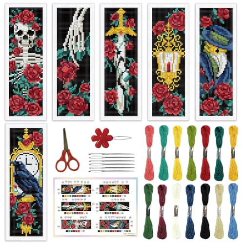 ORIGACH 6 Set Gothic Stil Lesezeichen Kreuzstich Kits Mit Anleitung Vorgedruckt Lesezeichen Kreuzstich Set für Erwachsene, 20x6 cm ORIGACH 6 Set Gothic Stil Lesezeichen Kreuzstich Kits Mit Anleitung Vorgedruckt Lesezeichen Kreuzstich Set für Erwachsene, 20x6 cm von ORIGACH