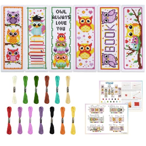 ORIGACH 6 Set Kreuzstich Lesezeichen Kit für Anfänger Eule Muster DIY gestempelt Stickerei Lesezeichen Kit mit 13 Farben Stickgarn Anleitung ORIGACH 6 Set Kreuzstich Lesezeichen Kit für Anfänger Eule Muster DIY gestempelt Stickerei Lesezeichen Kit mit 13 Farben Stickgarn Anleitung von ORIGACH