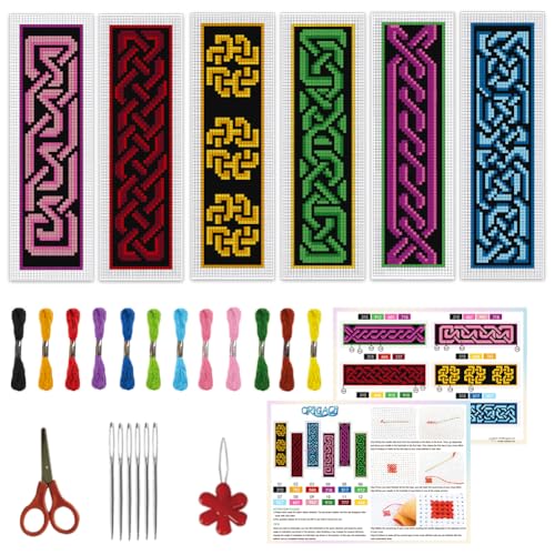 ORIGACH 6 Stück Lesezeichen Kreuzstich Kits, Keltischem Knoten Anfänger Kreuzstich Set Mit Anleitung Vorgedruckt Lesezeichen Kreuzstich Set für Erwachsene, 20x6 cm ORIGACH 6 Stück Lesezeichen Kreuzstich Kits, Keltischem Knoten Anfänger Kreuzstich Set Mit Anleitung Vorgedruckt Lesezeichen Kreuzstich Set für Erwachsene, 20x6 cm von ORIGACH