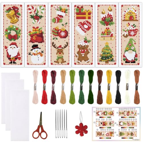 ORIGACH 6 Set Lesezeichen Kreuzstich Kits, Weihnachtselemente Anfänger Kreuzstich Set Mit Anleitung Vorgedruckt Lesezeichen Kreuzstich Set für Erwachsene, 21.7 x 7.6cm ORIGACH 6 Set Lesezeichen Kreuzstich Kits, Weihnachtselemente Anfänger Kreuzstich Set Mit Anleitung Vorgedruckt Lesezeichen Kreuzstich Set für Erwachsene, 21.7 x 7.6cm von ORIGACH