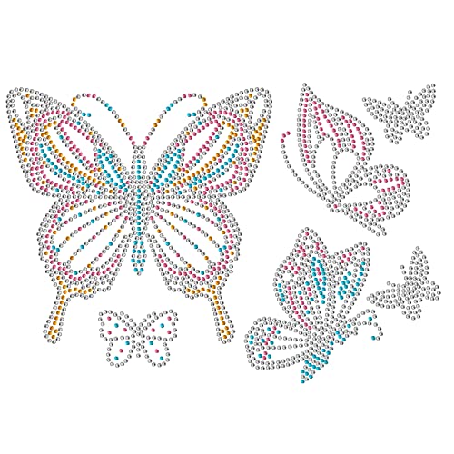 ORIGACH 6 Stück Schmetterlings Strass Patches zum Aufbügeln, Bling Aufkleber, Selbstklebende Applikationen, Glitzer Patches für Kleidung, Jeans, Taschen, Reparatur, Dekoration, DIY-Handwerk von ORIGACH