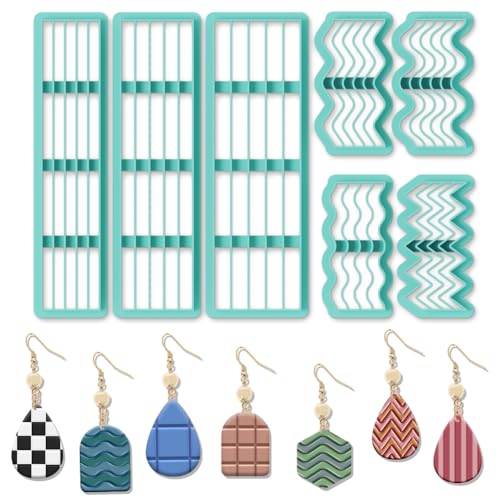 ORIGACH 7 Pcs Polymer Ton Ausstecher, Streifen Ton Schneider Zur Herstellung von Ohrringen Modelliermassen-Ausstecher Zur Schmuckherstellung von ORIGACH
