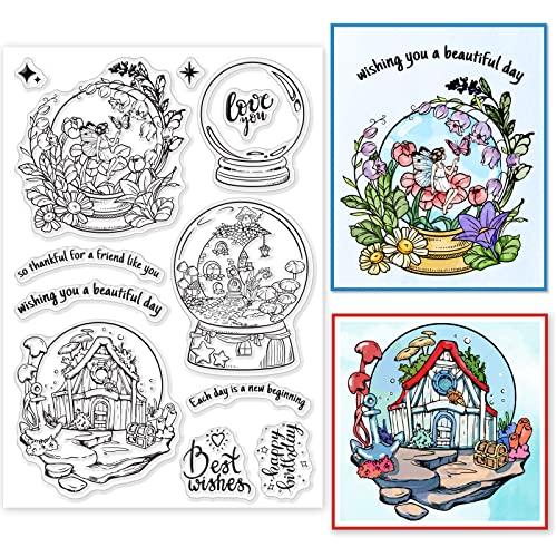 ORIGACH Blumem Kristallkugel Silikon klare Stempel für die Kartenherstellung. Wald und Unterwasserwelt Kristallkugel Transparent Stempel für DIY Scrapbooking, Journaling, Fotoalbum ORIGACH Blumem Kristallkugel Silikon klare Stempel für die Kartenherstellung. Wald und Unterwasserwelt Kristallkugel Transparent Stempel für DIY Scrapbooking, Journaling, Fotoalbum von ORIGACH