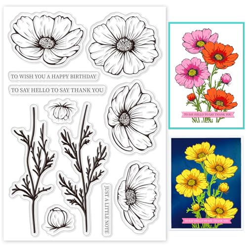 ORIGACH Cosmos Blume Klare Stempel für die Kartenherstellung Sommer Coreopsis Blume Transparente Silikonstempel für DIY Scrapbooking Journaling Fotoalbum Handwerk Zubehör ORIGACH Cosmos Blume Klare Stempel für die Kartenherstellung Sommer Coreopsis Blume Transparente Silikonstempel für DIY Scrapbooking Journaling Fotoalbum Handwerk Zubehör von ORIGACH
