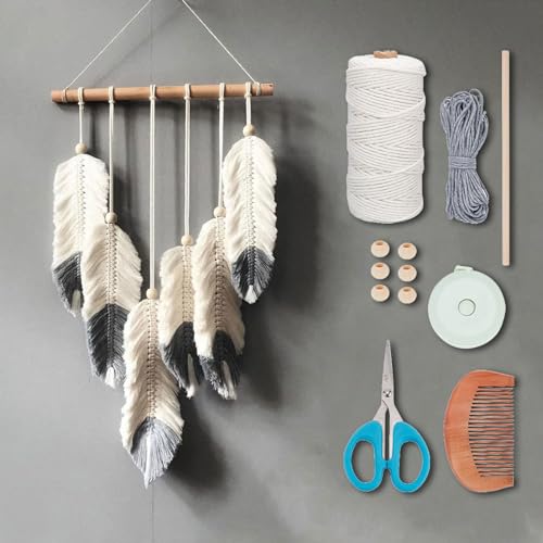 ORIGACH DIY Makramee Feder Wandbehang Kit Boho weiß dunkel grau Feder Makramee Wandteppich Kit für Erwachsene Anfänger handgemachte Makramee Federn Blatt Wandaufhänger Dekoration ORIGACH DIY Makramee Feder Wandbehang Kit Boho weiß dunkel grau Feder Makramee Wandteppich Kit für Erwachsene Anfänger handgemachte Makramee Federn Blatt Wandaufhänger Dekoration von ORIGACH