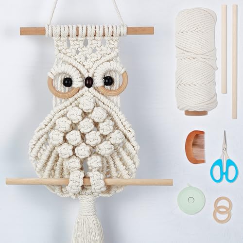 ORIGACH DIY Makramee Wandbehang Set für Anfänger, Makramee Eulen Wandbehang Kit Mit Anleitung Makramee Knüpf-Set Zum Basteln und Knüpfen Set für Boho Makramee Wandbehang Dekoration ORIGACH DIY Makramee Wandbehang Set für Anfänger, Makramee Eulen Wandbehang Kit Mit Anleitung Makramee Knüpf-Set Zum Basteln und Knüpfen Set für Boho Makramee Wandbehang Dekoration von ORIGACH