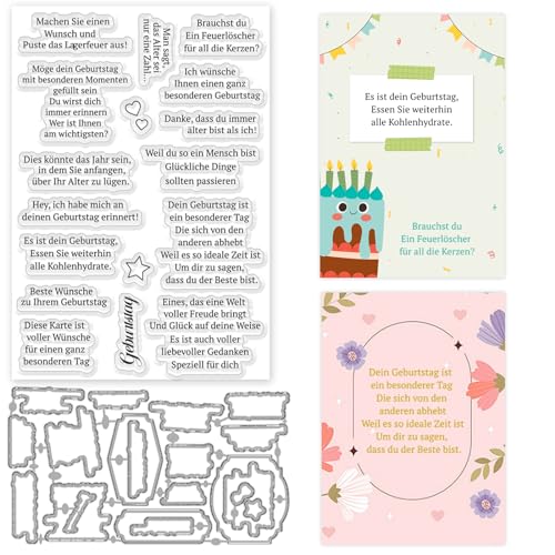 ORIGACH Deutsche Geburtstagsquoten Stanzformen und Stempelset für DIY Scrapbooking Album Dekorative Papierformen Kartenherstellung von ORIGACH