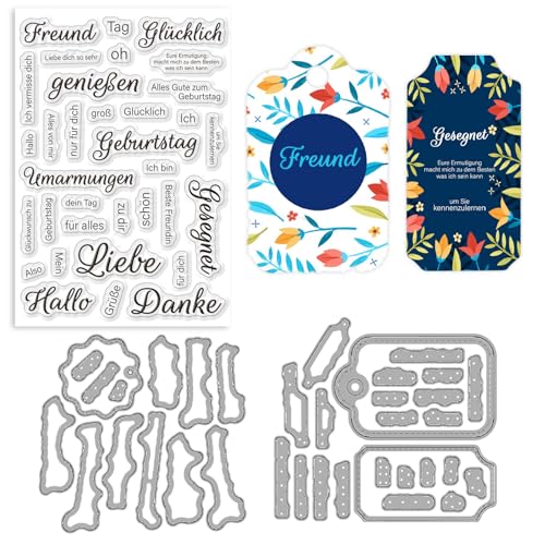 ORIGACH Deutscher Geburtstag Feiern Stanzformen und Stempelset für DIY Scrapbooking Album Dekorative Papierformen Kartenherstellung ORIGACH Deutscher Geburtstag Feiern Stanzformen und Stempelset für DIY Scrapbooking Album Dekorative Papierformen Kartenherstellung von ORIGACH