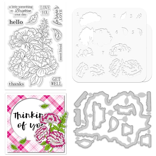 ORIGACH Dianthus Schichtung Layering Schablonenstempel Und Stanzset Zur Kartengestaltung Blumen Schablonenvorlage Silikon Stempel Und Metall Stanzformen Sets Für DIY Scrapbooking Fotoalbum Basteln ORIGACH Dianthus Schichtung Layering Schablonenstempel Und Stanzset Zur Kartengestaltung Blumen Schablonenvorlage Silikon Stempel Und Metall Stanzformen Sets Für DIY Scrapbooking Fotoalbum Basteln von ORIGACH
