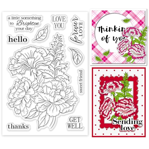 ORIGACH Dianthus Silikonstempel Blumen Stempel Für Die Kartenherstellung Gummistempel Transparente Stempel Für Papier Basteln Journaling Und DIY Scrapbooking von ORIGACH