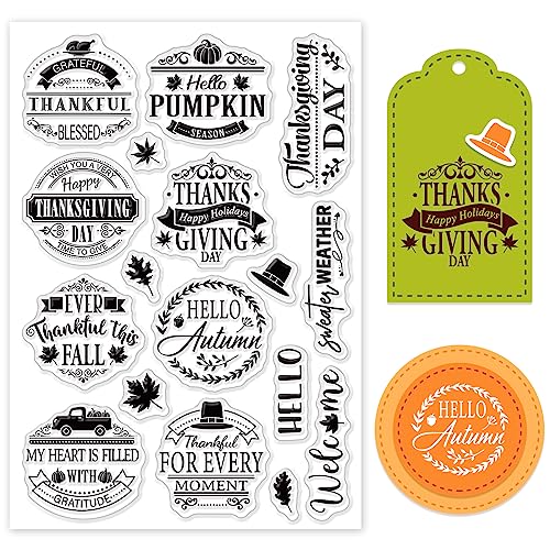 ORIGACH Erntedankfest Herbst Klarer Stempel für Kartenherstellung Urlaub Grüße Worte Transparente Silikonstempel für DIY-Scrapbooking Journaling Fotoalbum dekorativ von ORIGACH