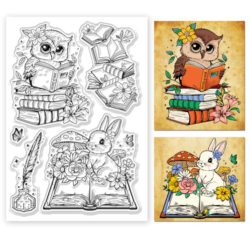 ORIGACH Eule und Hase Klare Stempel für Kartenherstellung Eule Hase und Bücher Transparente Silikonstempel für DIY Scrapbooking Journaling Fotoalbum Bastelzubehör ORIGACH Eule und Hase Klare Stempel für Kartenherstellung Eule Hase und Bücher Transparente Silikonstempel für DIY Scrapbooking Journaling Fotoalbum Bastelzubehör von ORIGACH