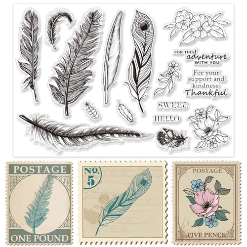 ORIGACH Feder klare Stempel für Kartenherstellung Frühling Feder Blume Transparente Silikonstempel für DIY Scrapbooking Journaling Fotoalbum Handwerksbedarf ORIGACH Feder klare Stempel für Kartenherstellung Frühling Feder Blume Transparente Silikonstempel für DIY Scrapbooking Journaling Fotoalbum Handwerksbedarf von ORIGACH