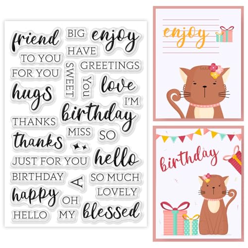 ORIGACH Feiern Wörter klare Stempel für Kartenherstellung Geburtstag Grüße Segen Wörter Transparente Silikonstempel für DIY Scrapbooking und Album Dekorative ORIGACH Feiern Wörter klare Stempel für Kartenherstellung Geburtstag Grüße Segen Wörter Transparente Silikonstempel für DIY Scrapbooking und Album Dekorative von ORIGACH
