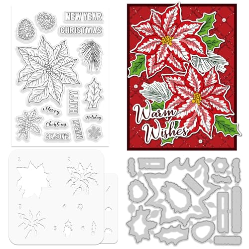 ORIGACH Festliche Schablone für Kartenherstellung, Weihnachtsstern-Schablone, Silikon, transparente Stempel und Metall-Stanzformen für DIY, Scrapbooking, Fotoalbum, Basteln ORIGACH Festliche Schablone für Kartenherstellung, Weihnachtsstern-Schablone, Silikon, transparente Stempel und Metall-Stanzformen für DIY, Scrapbooking, Fotoalbum, Basteln von ORIGACH