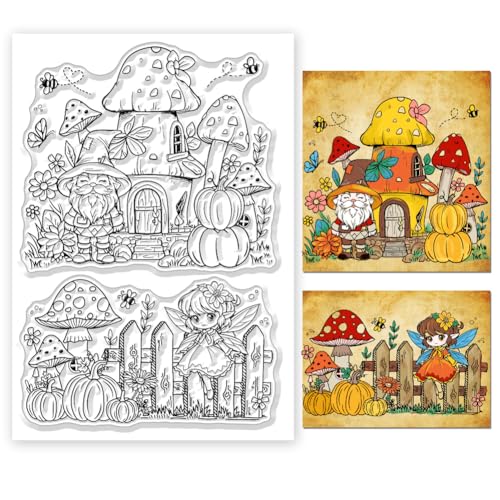 ORIGACH Frühling Elf Wichtel und Pilz klare Stempel für Kartenherstellung Wichtel und Elf Transparente Silikonstempel für DIY Scrapbooking Journaling Fotoalbum Bastelzubehör ORIGACH Frühling Elf Wichtel und Pilz klare Stempel für Kartenherstellung Wichtel und Elf Transparente Silikonstempel für DIY Scrapbooking Journaling Fotoalbum Bastelzubehör von ORIGACH