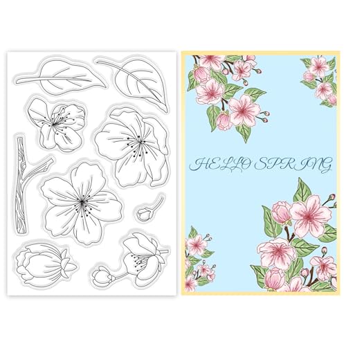 ORIGACH Frühling Pfirsich Blüte klare Stempel für die Kartenherstellung Pfirsich Blüte Blume Transparent Silikonstempel für DIY Scrapbooking Journaling Fotoalbum Kunsthandwerk Zubehör ORIGACH Frühling Pfirsich Blüte klare Stempel für die Kartenherstellung Pfirsich Blüte Blume Transparent Silikonstempel für DIY Scrapbooking Journaling Fotoalbum Kunsthandwerk Zubehör von ORIGACH