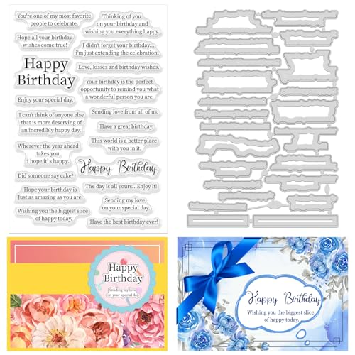 ORIGACH Geburtstagssprüche klare Stempel und Stanzformen Set für die Kartenherstellung Geburtstag Silikonstempel Stanzen für DIY Scrapbooking Album dekorative ORIGACH Geburtstagssprüche klare Stempel und Stanzformen Set für die Kartenherstellung Geburtstag Silikonstempel Stanzen für DIY Scrapbooking Album dekorative von ORIGACH