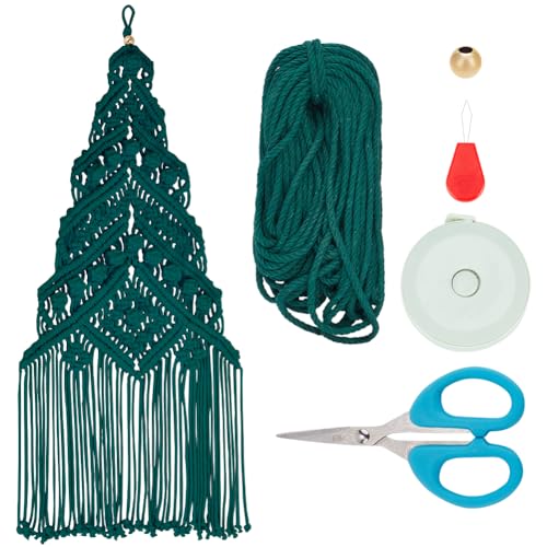 ORIGACH Groß Weihnachtsbaum Makramee Set für Anfänger 105x50 cm, Makramee Knüpf-Set Zum Basteln und Knüpfen Set Mit Anleitung, für Makramee Wandbehang Dekoration, Dunkelgrün ORIGACH Groß Weihnachtsbaum Makramee Set für Anfänger 105x50 cm, Makramee Knüpf-Set Zum Basteln und Knüpfen Set Mit Anleitung, für Makramee Wandbehang Dekoration, Dunkelgrün von ORIGACH