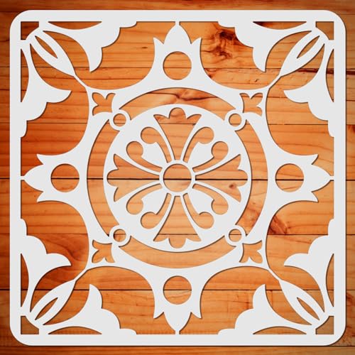 ORIGACH Große Mandala Schablone - 30 x 30 cm Basilika Fliesen Muster Schablone Zeichnung Vorlage für Malerei auf Holz, Leinwand, Wand - Wiederverwendbare Vorlage für Wohnkultur von ORIGACH