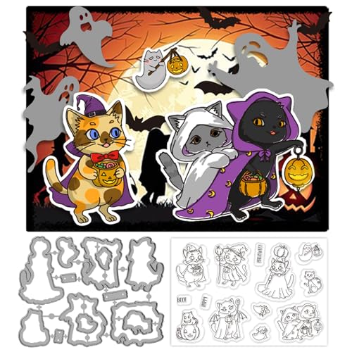 ORIGACH Halloween Katze Clear Stamps und Stanzformen für Kartenherstellung, Katze Silikon Transparent Stempel und Stanzformen Set für Halloween DIY Handwerk Scrapbooking Fotoalbum Journaling ORIGACH Halloween Katze Clear Stamps und Stanzformen für Kartenherstellung, Katze Silikon Transparent Stempel und Stanzformen Set für Halloween DIY Handwerk Scrapbooking Fotoalbum Journaling von ORIGACH