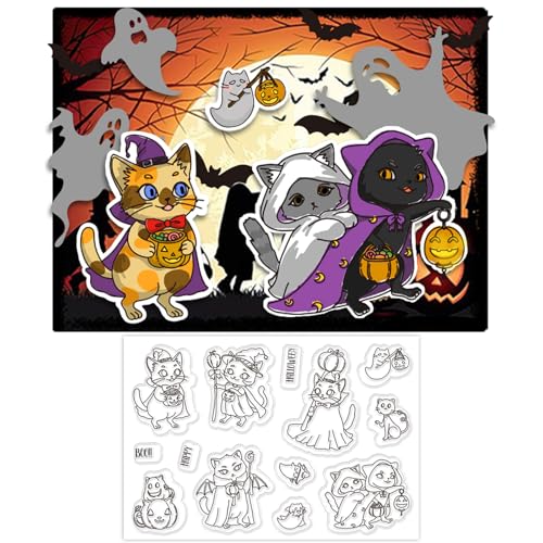 ORIGACH Halloween Katze Silikonstempel, Katze Klare Stempel Karten Gummistempel Transparente Stempel Für Papierkarten Basteln Journaling Fotoalbum Dekoration Und DIY Scrapbooking ORIGACH Halloween Katze Silikonstempel, Katze Klare Stempel Karten Gummistempel Transparente Stempel Für Papierkarten Basteln Journaling Fotoalbum Dekoration Und DIY Scrapbooking von ORIGACH