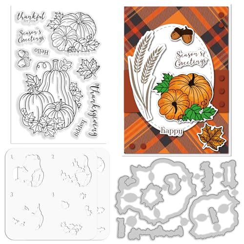 ORIGACH Kürbis- und Stimmungs-Schablone für Kartenherstellung, Herbst-Thanksgiving-Schablone, Silikon-Stempel und Metall-Stanzformen für DIY, Scrapbooking, Fotoalbum, Basteln ORIGACH Kürbis- und Stimmungs-Schablone für Kartenherstellung, Herbst-Thanksgiving-Schablone, Silikon-Stempel und Metall-Stanzformen für DIY, Scrapbooking, Fotoalbum, Basteln von ORIGACH